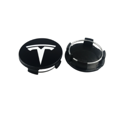 Tesla keskikupit musta hopealla logolla